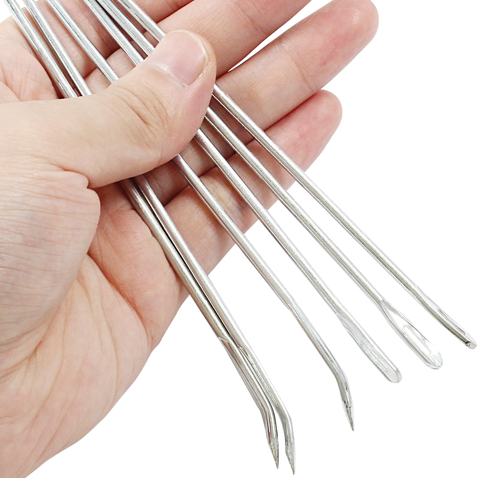 Coufce 6 Pieces Stainless Steel Meat Trussing Needle Cooking Twine Bundle for Roasting and Cooking Supplies