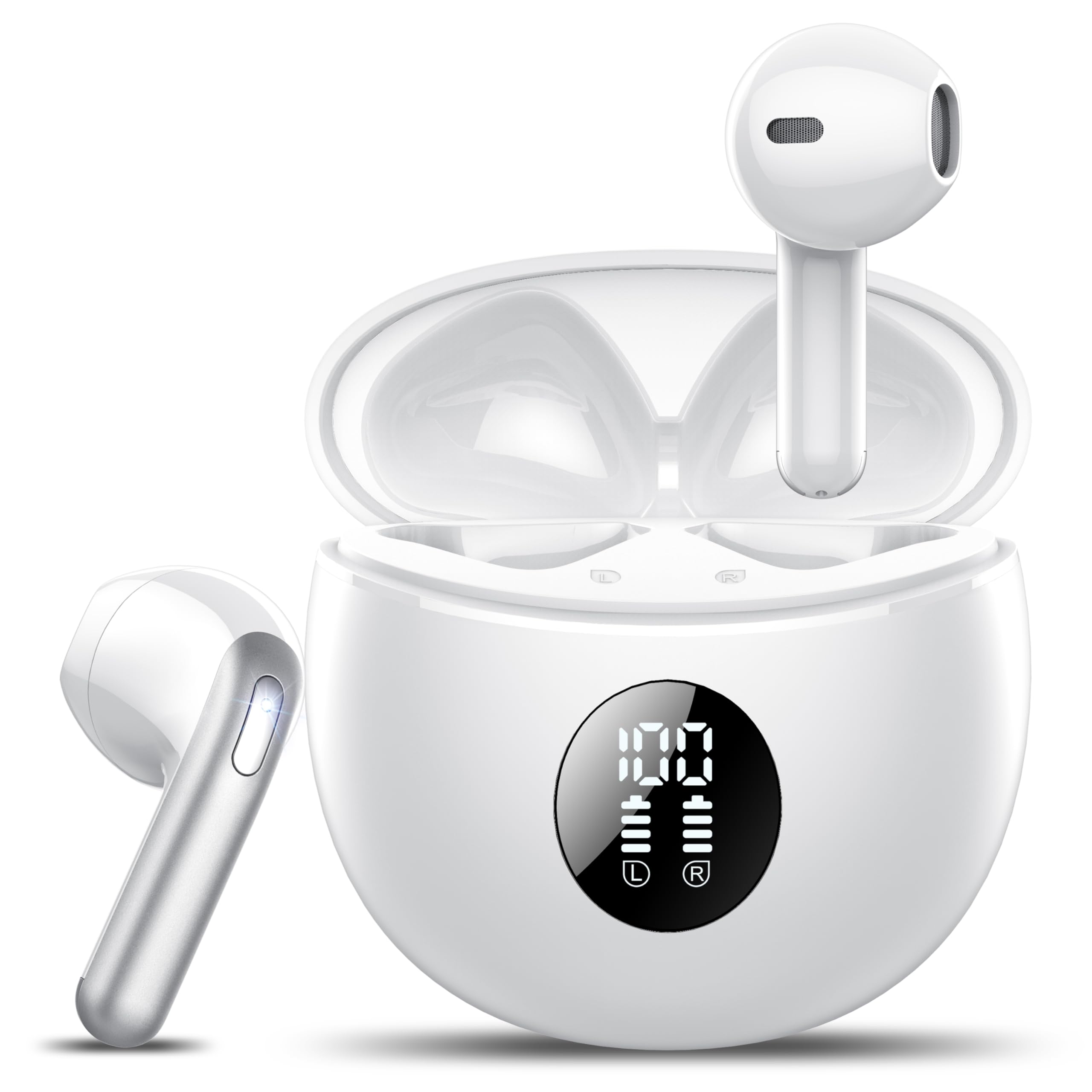 Wireless Earbuds, Bluetooth 5.4 Headphones in Ear with 4 ENC Noise Cancelling Mic, IP7 Waterproof Earphones