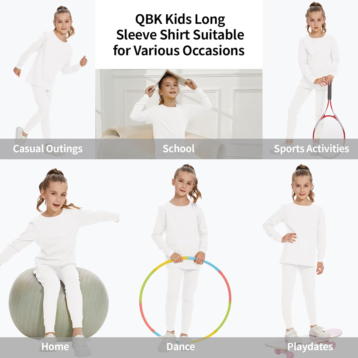 3T 4T 5T to 12 Years Girls Long Sleeve Shirts Kids Cotton T-Shirt Toddler Basic Crew Neck Top - Image 2