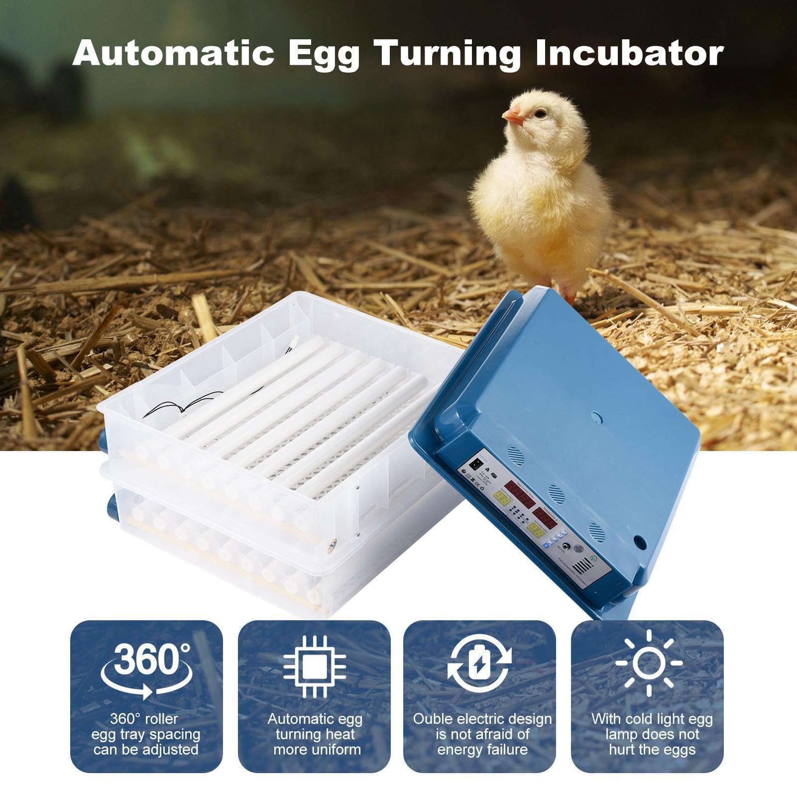 Automatic Egg Hatcher | Intelligent Humidity Control Egg Incubator | Precise Temperature Control Poultry Hatcher Machine for Quail, Pigeon, Chicken, and Duck Eggs