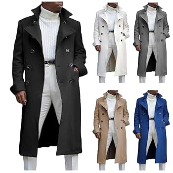 Amazon.com: Men's Long Peacoat Big and Tall Trench Coat