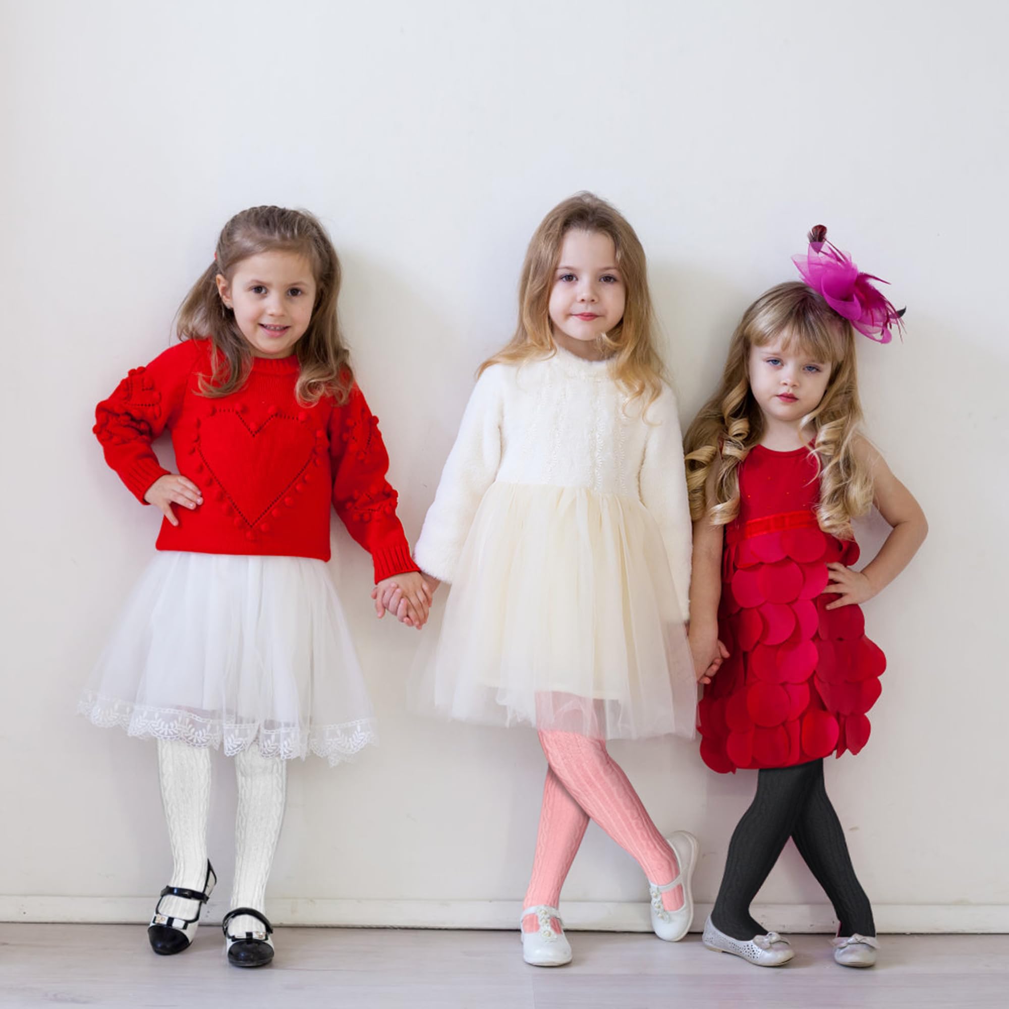 GENTABY Collant per bambini, confezione da 3 pezzi, con antiscivolo, misto cotone, per bambine 6 mesi, 6 anni