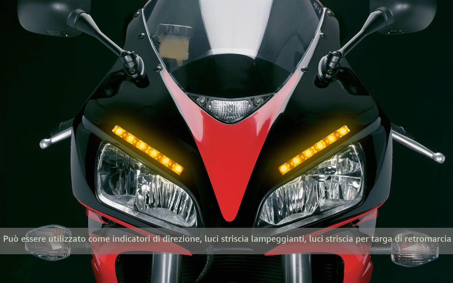 Kinstecks 2PCS 6LEDs Moto Barra LED Striscia Barra Indicatore di direzione Indicatore luci lampeggiante Striscia Targa di riserva Luce targa per motociclette ATV Scooter Veicoli