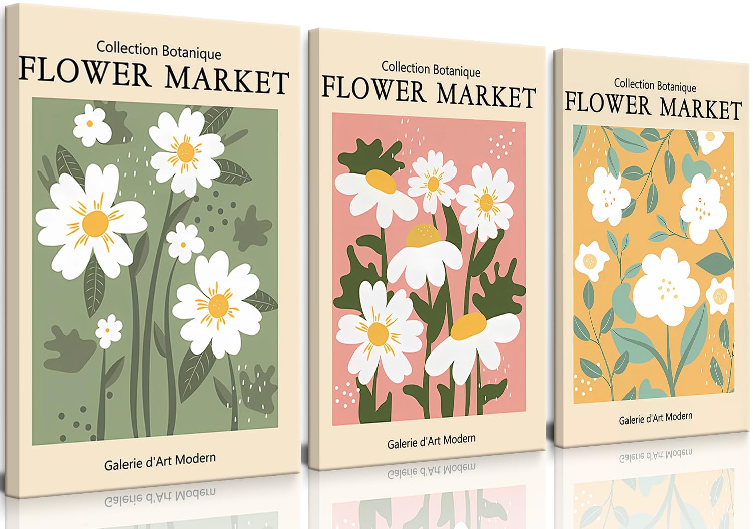 3pcs Flower Market Wall Art Boho Floral Canvas Wall Decor Danish Pastel Pictures Prints Poster Modern Gallery Minimalist Print Colorful Aesthetic for