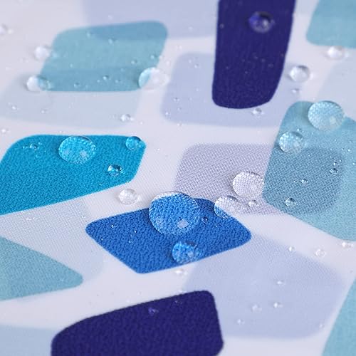 Miniatura 3 de Cortina de ducha con estampado de mosaico azul de poliéster, cortina de ducha o forro de tela repelente al agua, 72 x 72 pulgadas