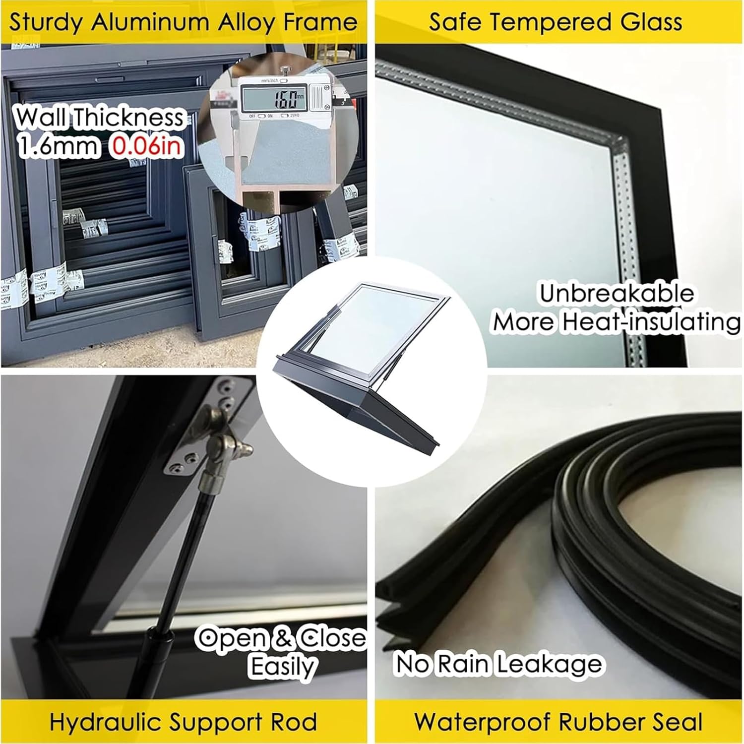 Skylight Windows for House Roof, Roof Window and Skylight Basement Daylighting Door, Basement Window Well, Skylight Roof Window, Attic Skylight Cover for Attic/Sun Room(60cmx80cm/23.6x31.5in)