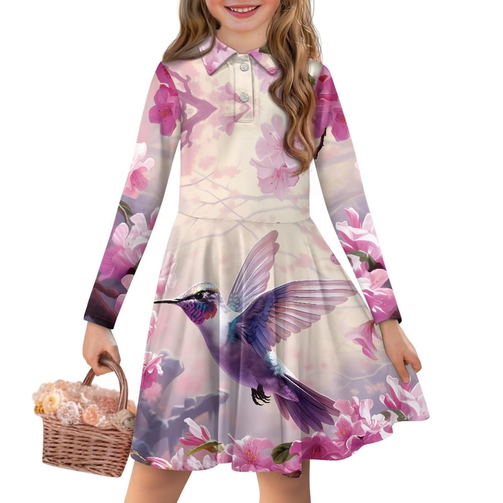 Guosanchn Dress for Girl 3-14T Fall Long Sleeve Clothes A Line Swing Twirly Skater Tunic Dresses Kids Back to School Outfits