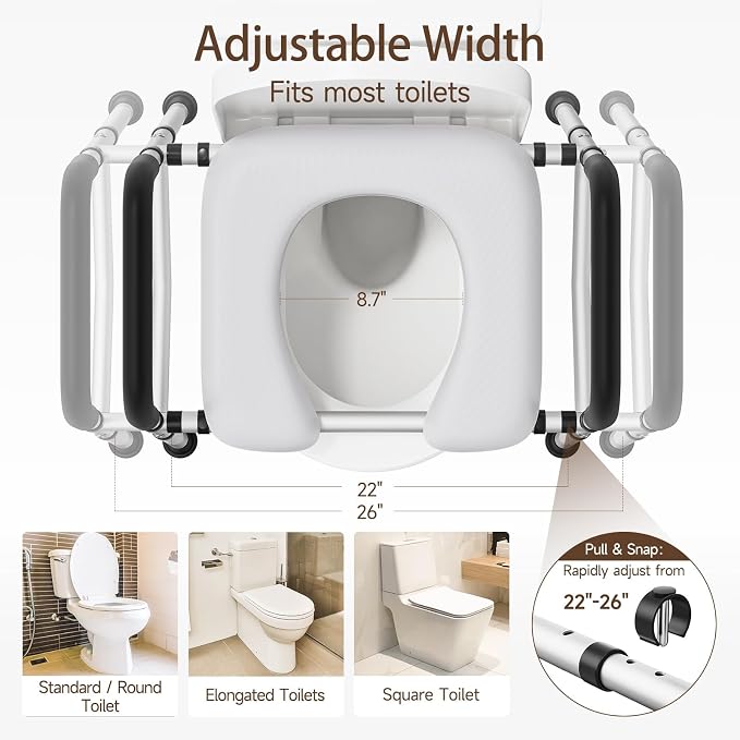 Asiento Elevado para Inodoro con Manijas Negro miniatura 3