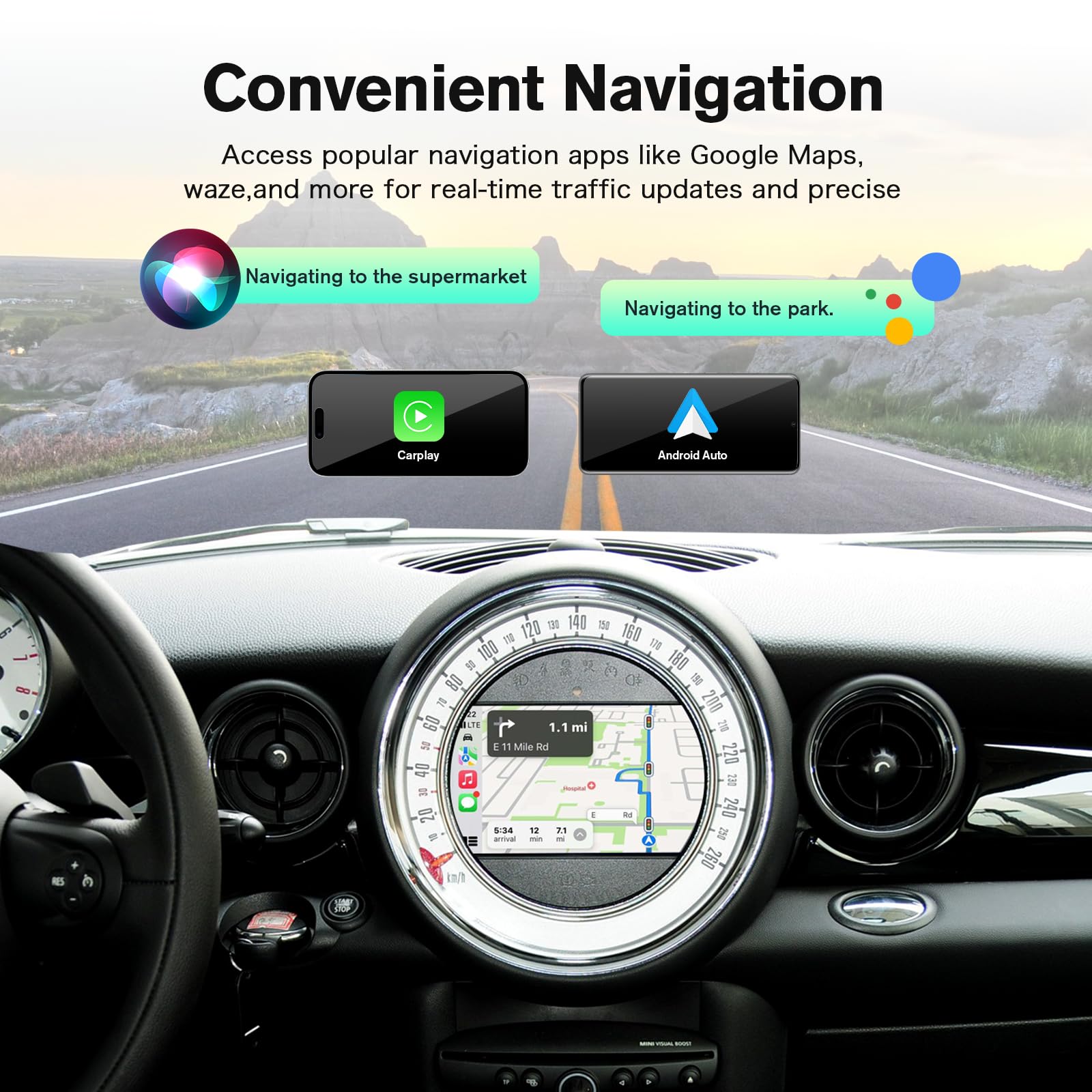 Modulo di modifica wireless Carplay/Android per BMW Mini R55 R56 R57 R58 R59 R60 R61 2010-2016Clubman Countryman Hardtop John Cooper CIC Supporto Mirrorlink e funzioni auto OEM