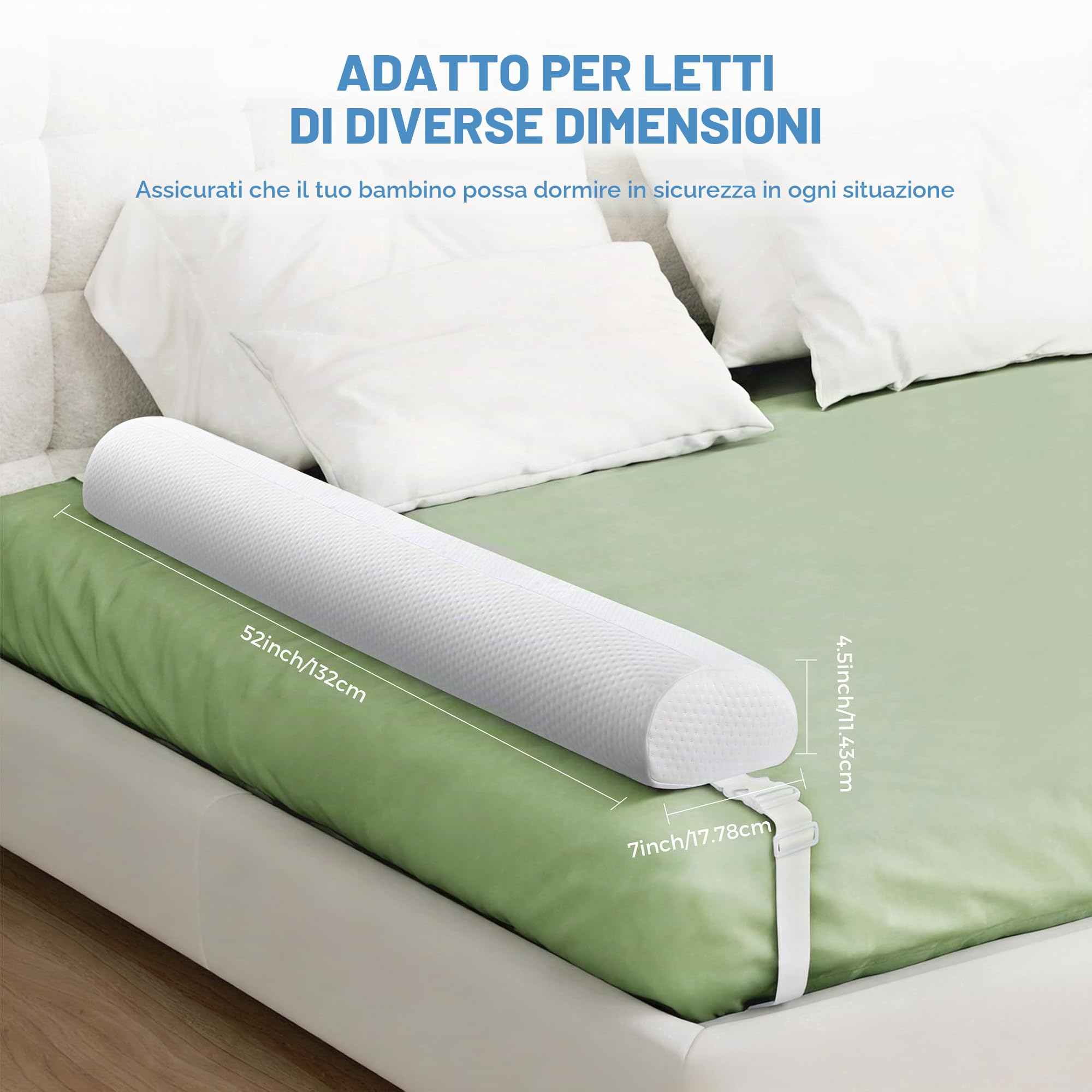 YIHATA Paracolpi Lettino, Portatile Sponda Letto Bambini, Paracolpi Di Sicurezza Per Anziani Con Rivestimento Resistente All'Acqua, Antiscivolo E Lavabile in Lavatrice,Adatto A Tutti I Letti - 2 Pezzi