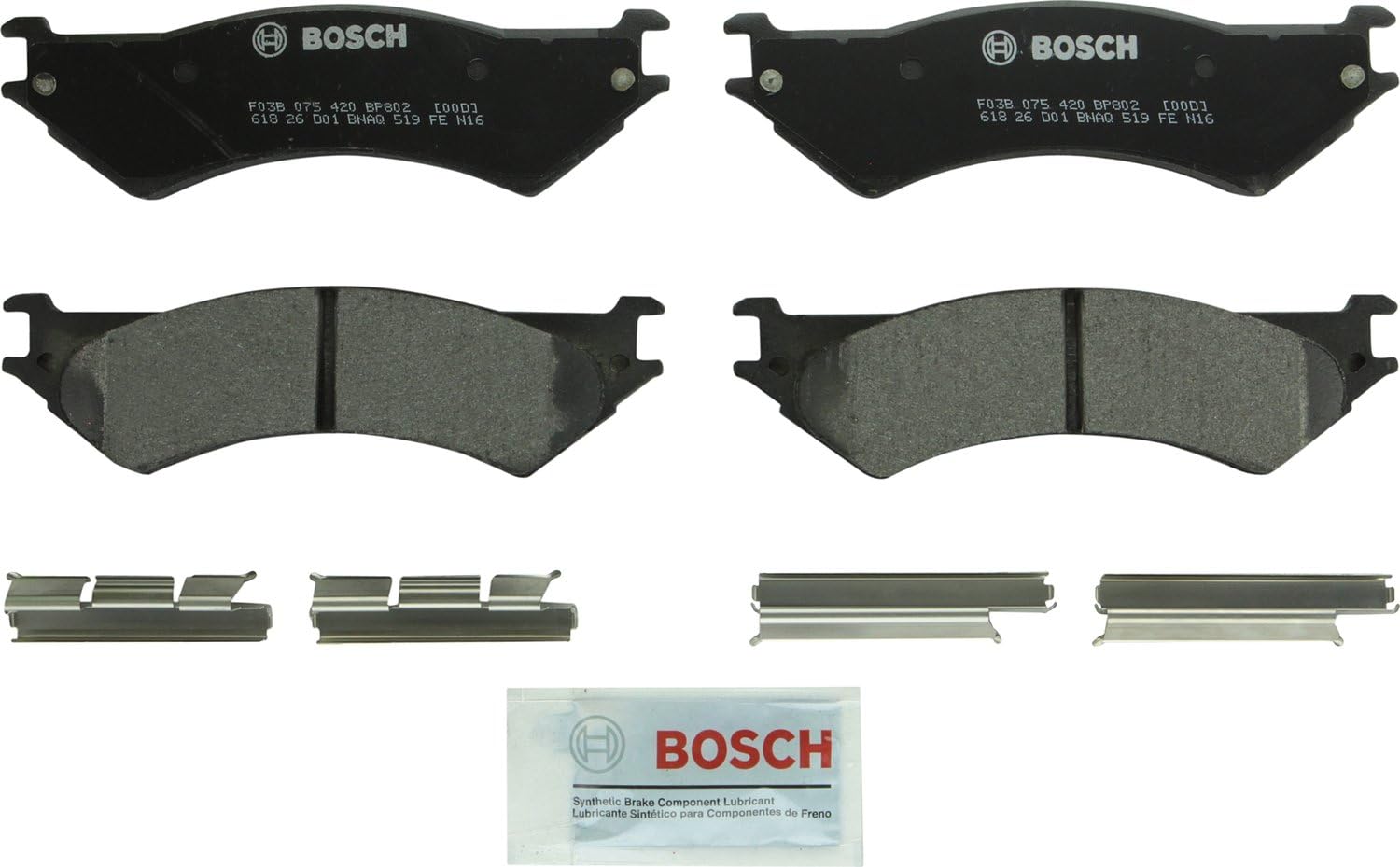 BOSCH BP802 QuietCast Premium Semi-Metallic Disc Brake Pad Set - Compatible with Select Ford E-150, E-250, E-250 Econoline, E-350 Club Wagon, E-350 Econoline Club Wagon, E-350 Super Duty; REAR