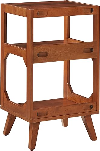 Miniatura 9 de Crosley Furniture Asheville Mid-Century Modern Media Console - Soporte para tocadiscos, almacenamiento para discos de vinilo, nogal