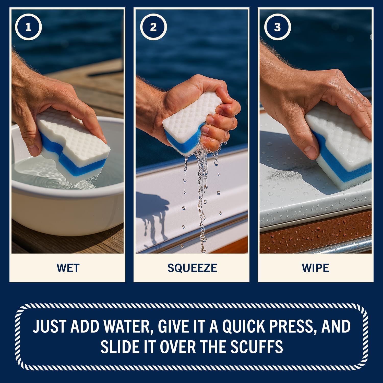 RainierSupplyCo Boat Scuff Eraser - Magic Boat Erasers for Cleaning Seats, Hulls, & Interiors - Non-Toxic & Safe for Vinyl, Leather & Fiberglass Surfaces - Ideal for Pontoon and Marine Cleaning Kits - Image 3