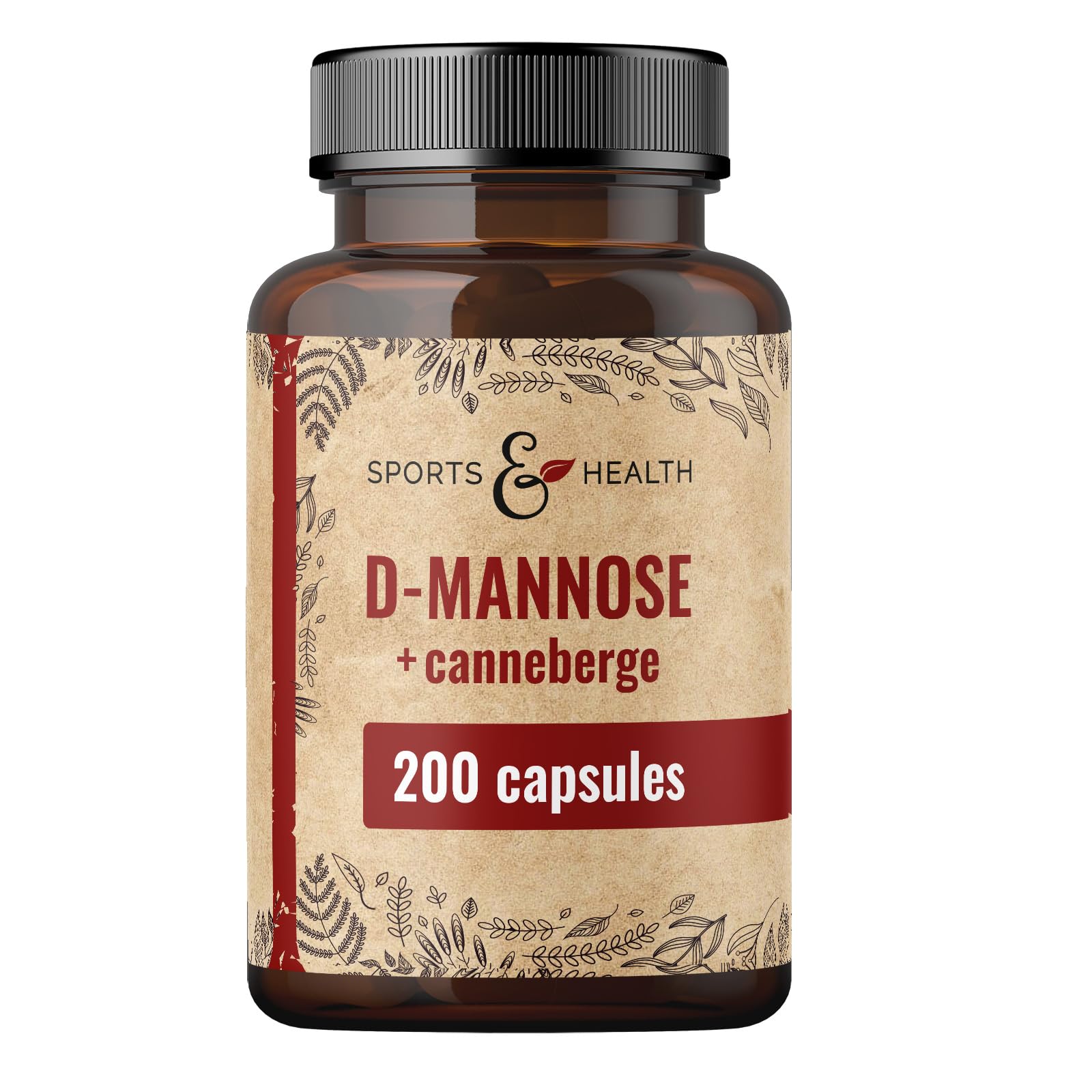 Gélules de D-Mannose & Cranberry – 200 gélules véganes – avec D-Mannose en poudre et Cranberry – 500 mg par portion journalière