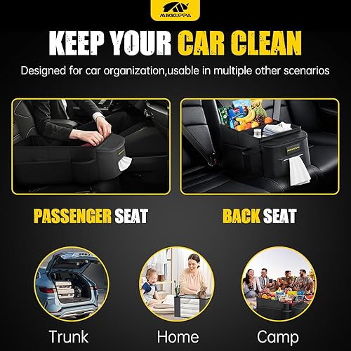 Miniatura 6 de MIKKUPPA Organizador de asiento de automóvil, organizador de asiento delantero y trasero con caja de pañuelos y soporte para tazas, caja de