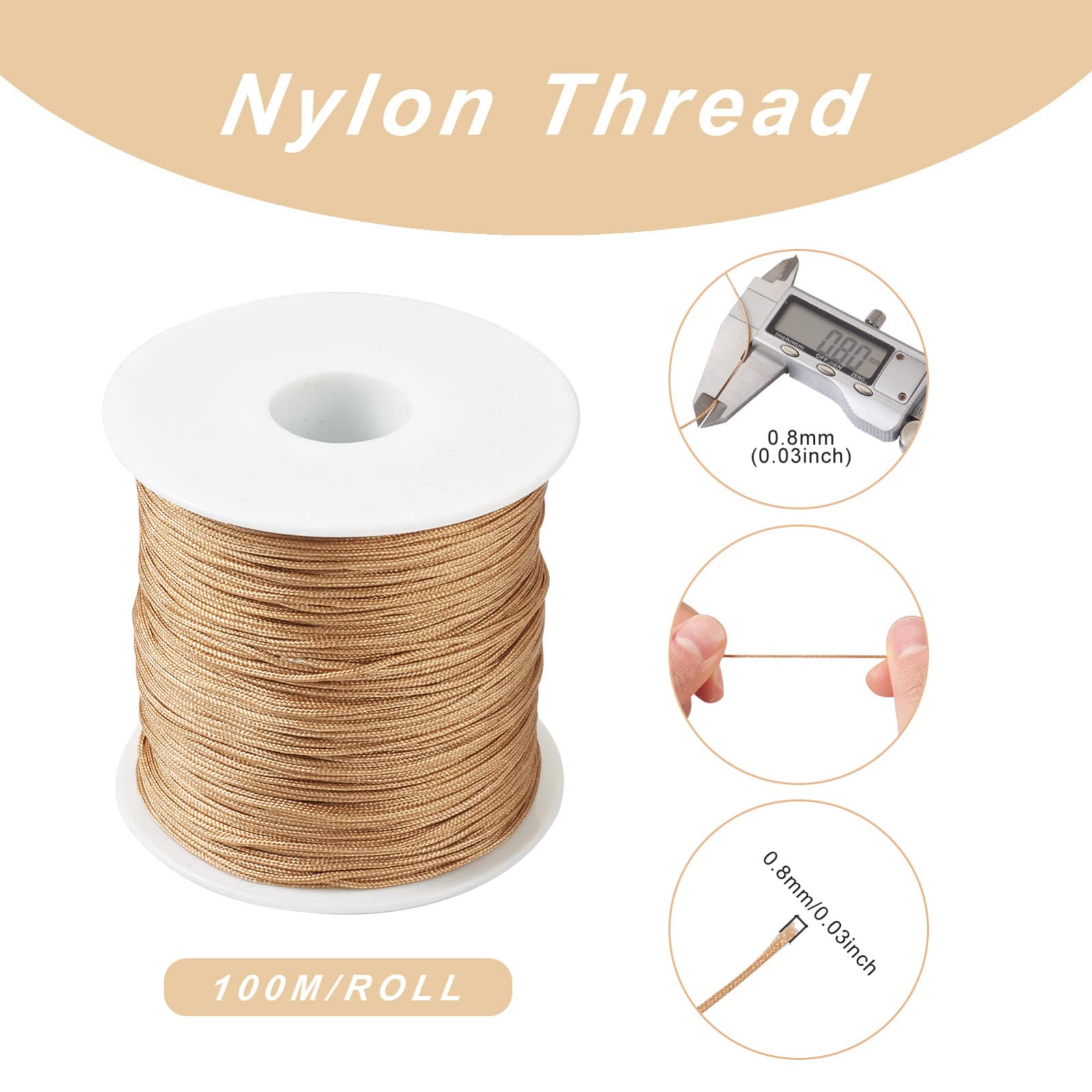 PH PandaHall 90m 0.8mm Filo In Nylon Nero Cavo Per Perline In Nylon Intrecciato Cavo Per Annodare Cinese Nylon Filo Per Macramè Per Fare Gioielli Con Perline - Foto 11