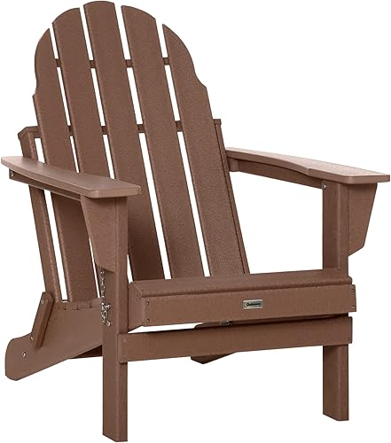 Outsunny Silla Adirondack plegable, silla para hoguera de polietileno de alta densidad, resistente a la intemperie, para patio, jardín, césped,
