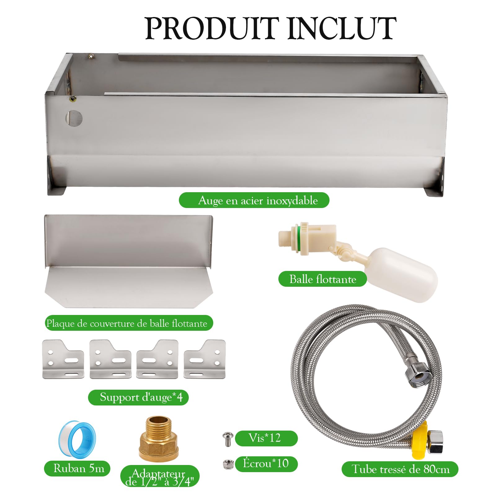 Abreuvoir Automatique Pour BéTail Avec Robinet à Flotteur de 1/2 Pouce Pour Chevaux, ChèVre, Bovins, Chevaux, Moutons, Chiens et Kits D'Abreuvement Pour Volailles