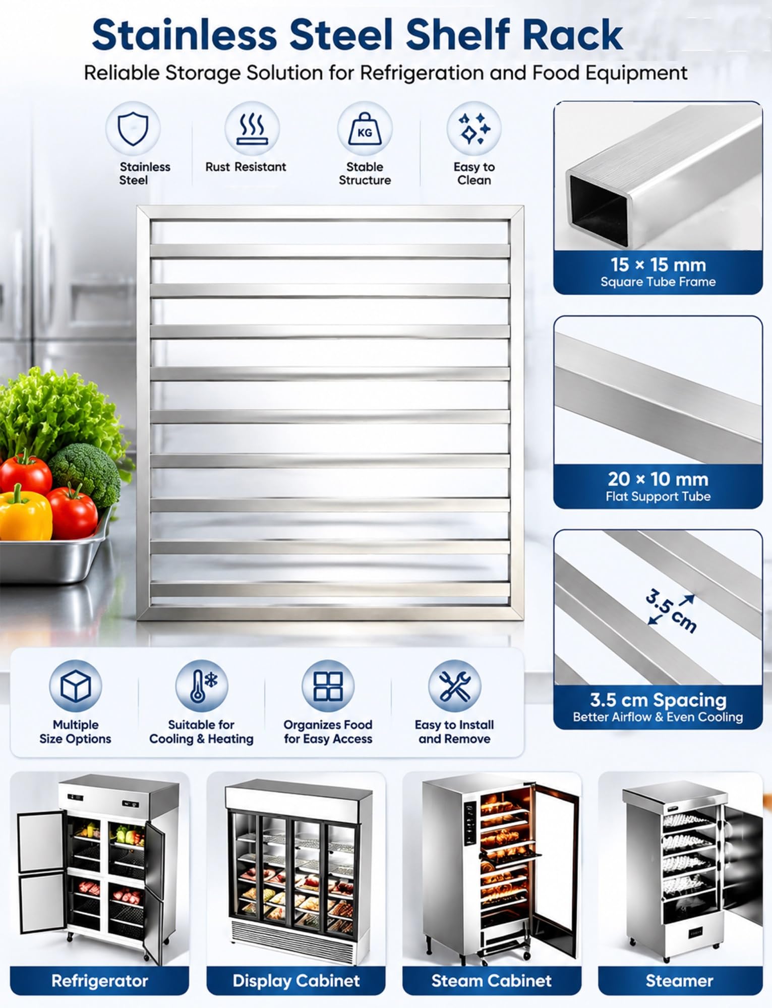 Estante de Acero Inoxidable para Frigorífico y Congelador
