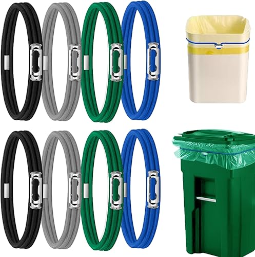 Juego de 8 bandas de basura ajustables para botes de basura de 8 a 33 galones, bandas de goma elásticas grandes multifuncionales para fiestas en