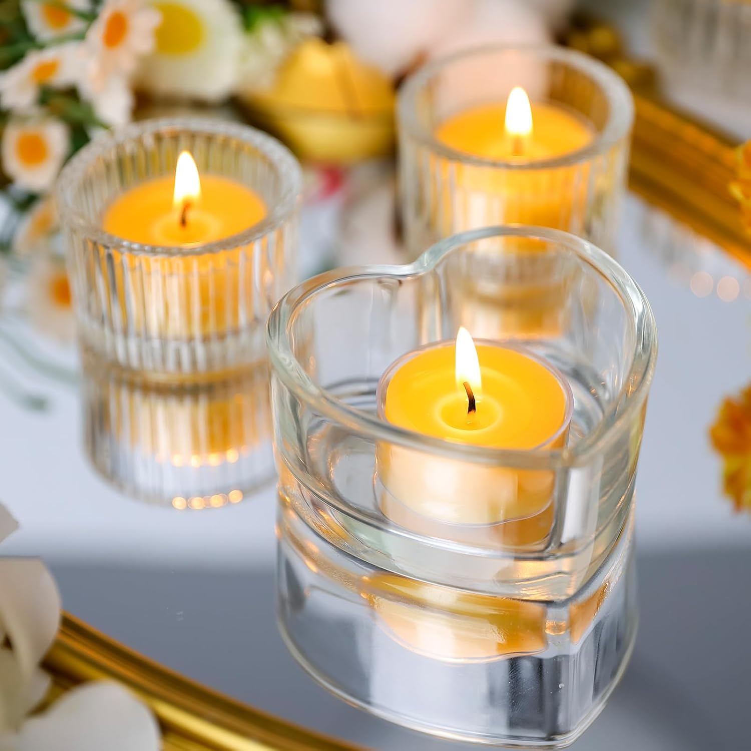 50 Packs Beeswax Tealight Candles Bulk,4 Hours 100% Pure Beeswax Tea Lights Candle in Clear Cup,Natural Scent Bees Wax Candles Small Smokeless Clean Burning Perfect for Home Decor for Party Christmas - Image 9