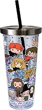 Spoontiques - Harry Potter Tumbler - Cartoon Glitter Cup with Straw - 20 oz - Acrylic - Multicolor