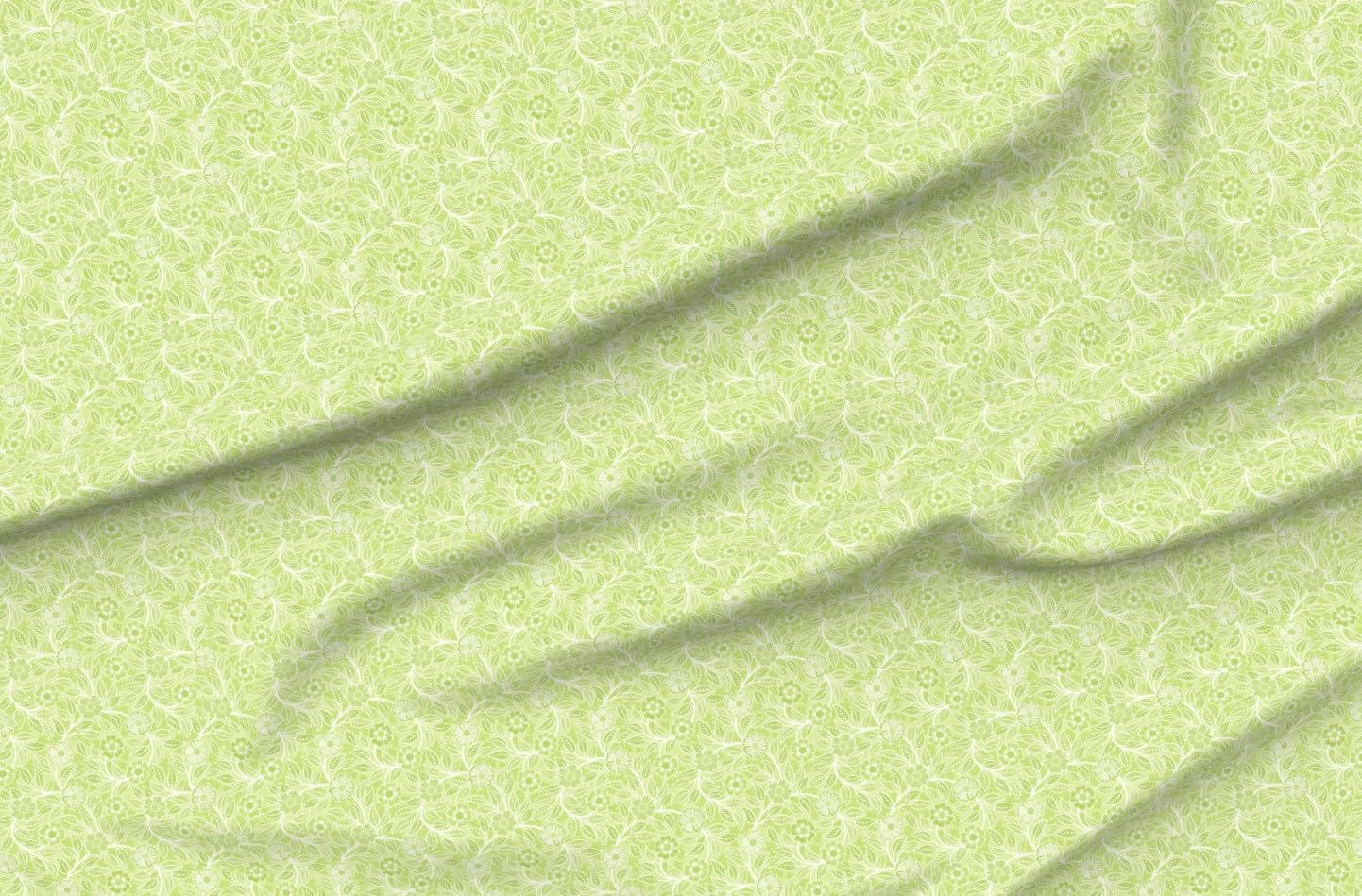 Spoonflower Fabric - Green Spring Floral Honeydew Vintage Climbing Vines Victorian Bright Printed on Petal Signature Cotton Fabric Fat Quarter - Sewing Quilting Apparel Crafts Decor