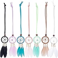 YGMONER Mini Dream Catcher 7pcs Set - 1.2" Car Rearview Mirror Hanging Charms, 9" Bohemian Bag Pendants for Peaceful Vibes