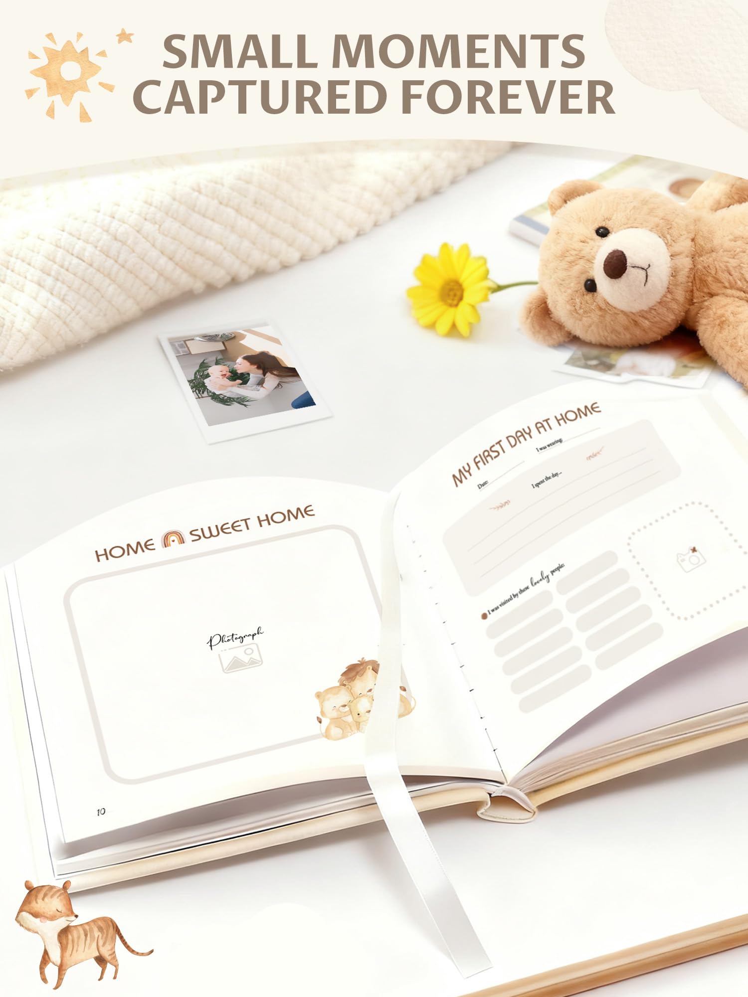 Hyggartn Baby Memory Book & Photo Album “My First Year”, First Year Keepsake for Photos & Milestones, with Stickers - Image 4