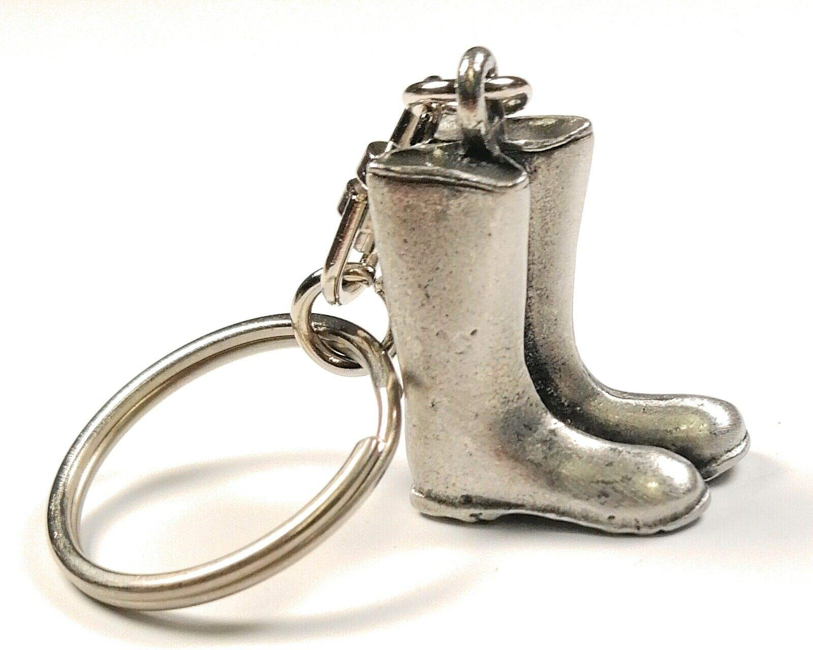 Pewter Keychains Silver Fine Pewter Garden Wellies Wellington Boots Keyring With Gift Pouch