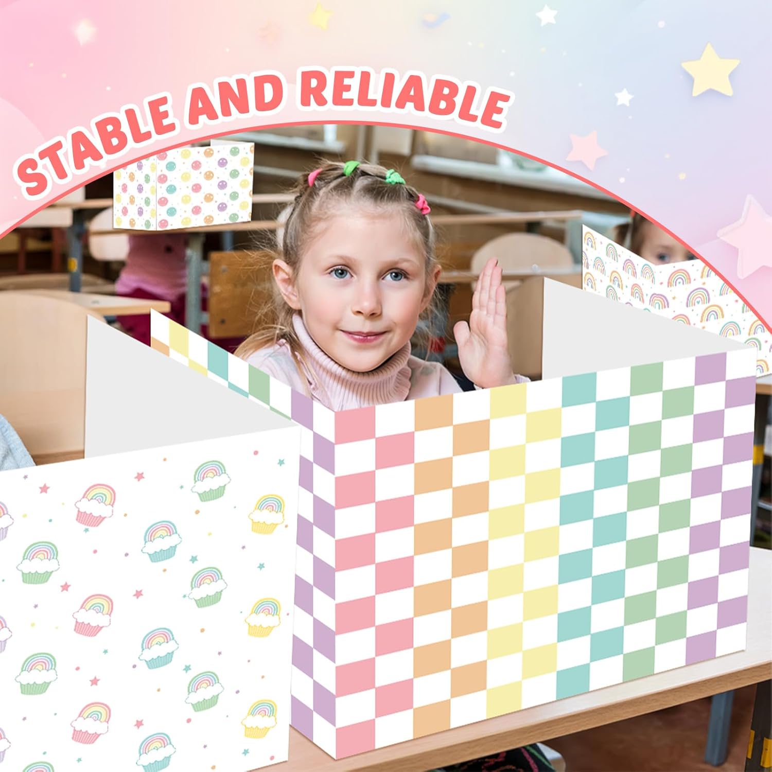 30 Pack Desk Dividers for Students Rainbow Privacy Folder for Students Waterproof Study Carrel Dividers Testing Divider Privacy Classroom Shield Folder Boards for Classroom Teacher Supplies(Pastel)