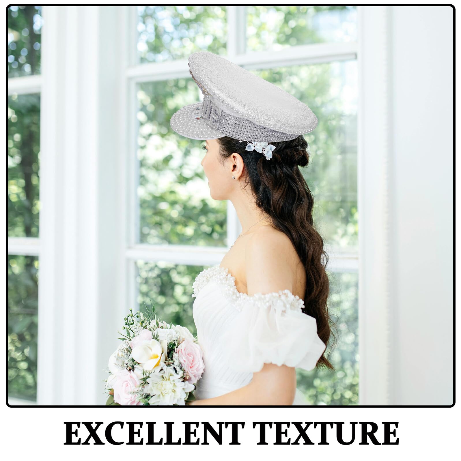 Cappello da Capitano da Donna Strass Glitterati, Copricapo da Sposa Scintillante per Addio al Nubilato e Feste a Tema Yacht, Accessorio Elegante per Matrimoni e Celebrazioni