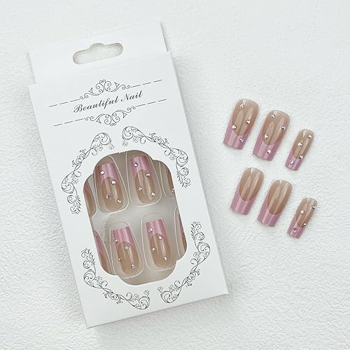 Miniatura 3 de Uñas postizas a presión de color morado claro, uñas postizas medianas, uñas postizas con pegamento mate, uñas acrílicas de cobertura completa con