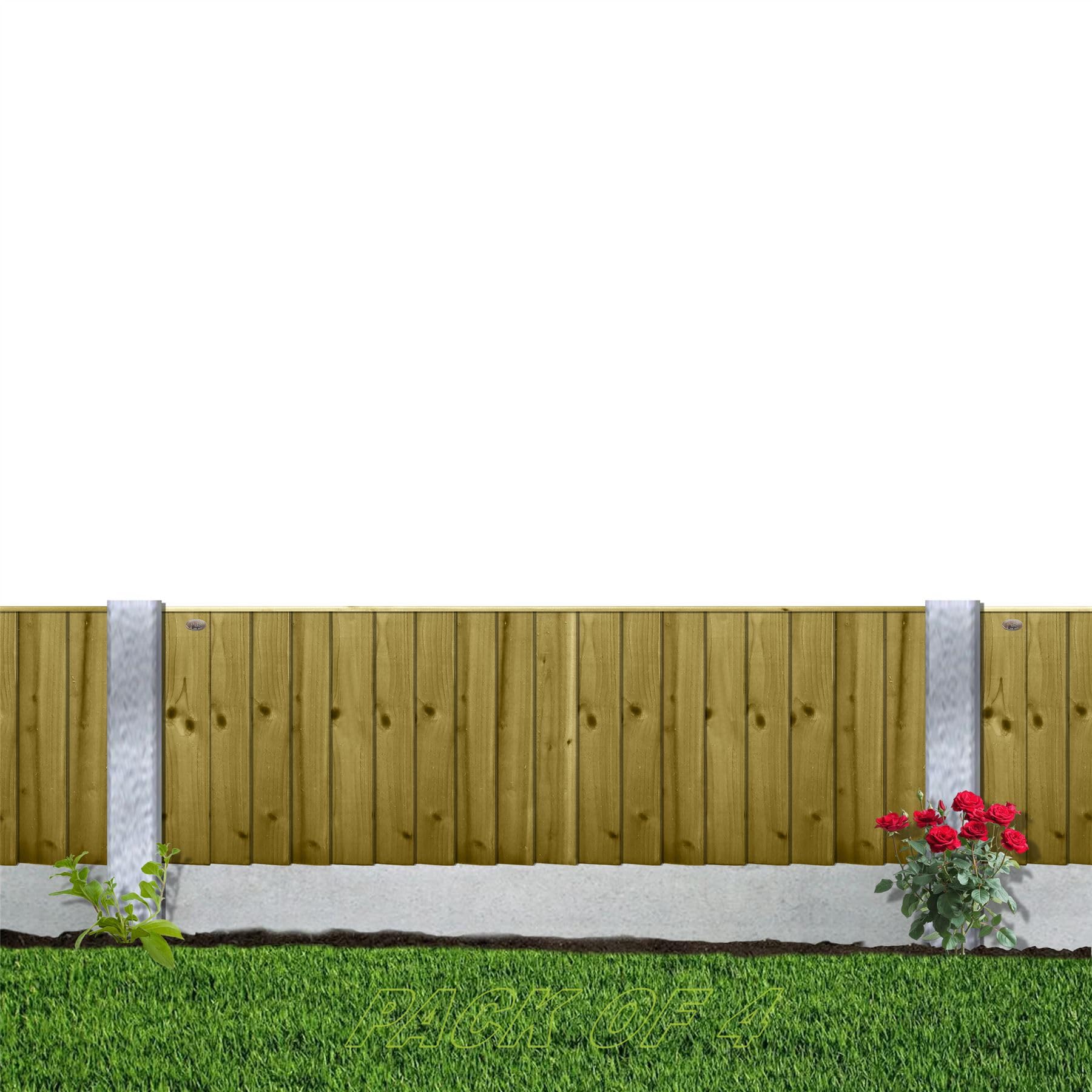 Flat Top Feather Edge Fence Panel, 6ft x 2ft (4 Pack) Semi-Braced Wooden Topper Extension | Heavy Duty Treated Closeboard Fencing, Ideal for Any Garden Perimeter (Wide: 182cm x High: 60cm)