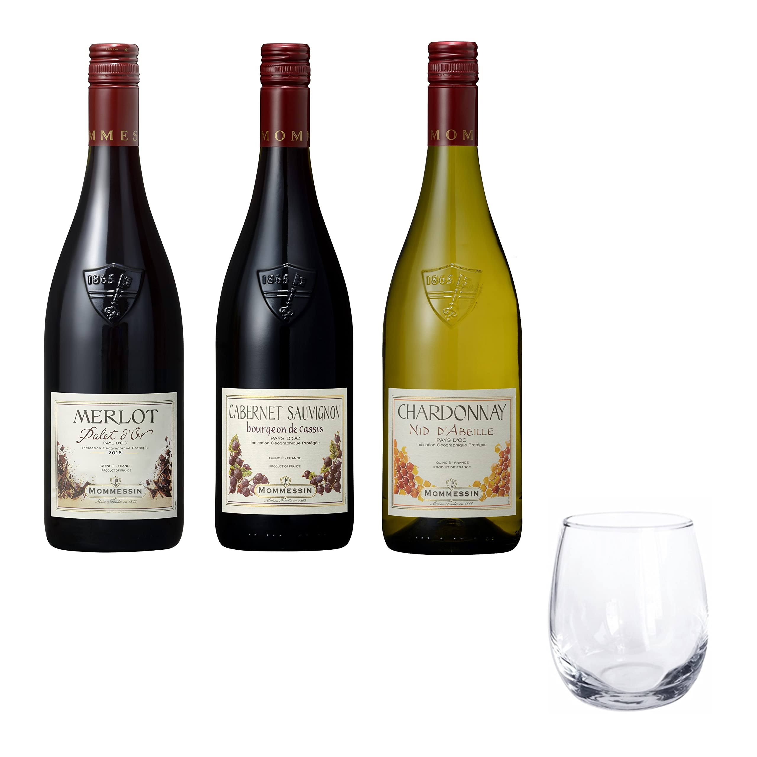 【Amazon.co.jp限定】合同酒精 赤白ワイン飲み比べセット グラス景品付 モメサンセパージュワイン3本セット [ 750ml×3本 ]