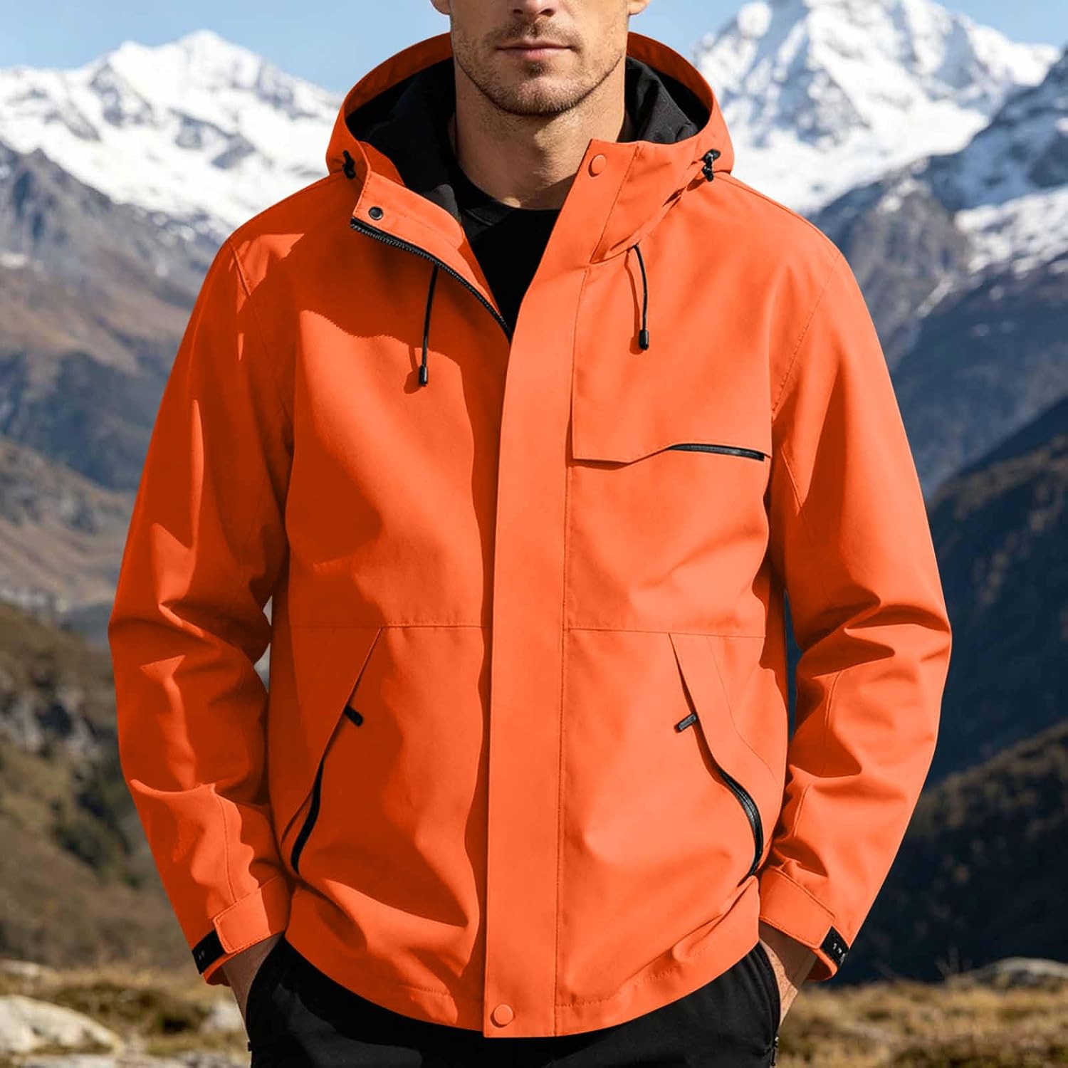 Men's Rain Jacket Waterproof Hooded Hiking Lightweight | Mens Rain Jacket Waterproof with Hooded Hiking Coat Lightweight Windbreaker Plus Size Casual Fall Winter Jackets
