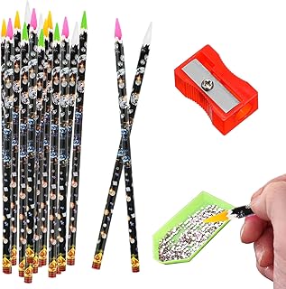 16Pcs Rhinestone Picker Tool Self Adhesive Wax Pencil Diamond Art Tools Resin Picker Pencil Rhinestone Applicator Nail Point Drill Pen Dotting Gem Pick up Tool for Nail Art DIY with Pencils Sharpener