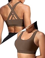 Buauty Women's Criss Cross Sports Bra - Medium Support for Large Bust, Strappy Yoga Workout Bra with Removable Pads