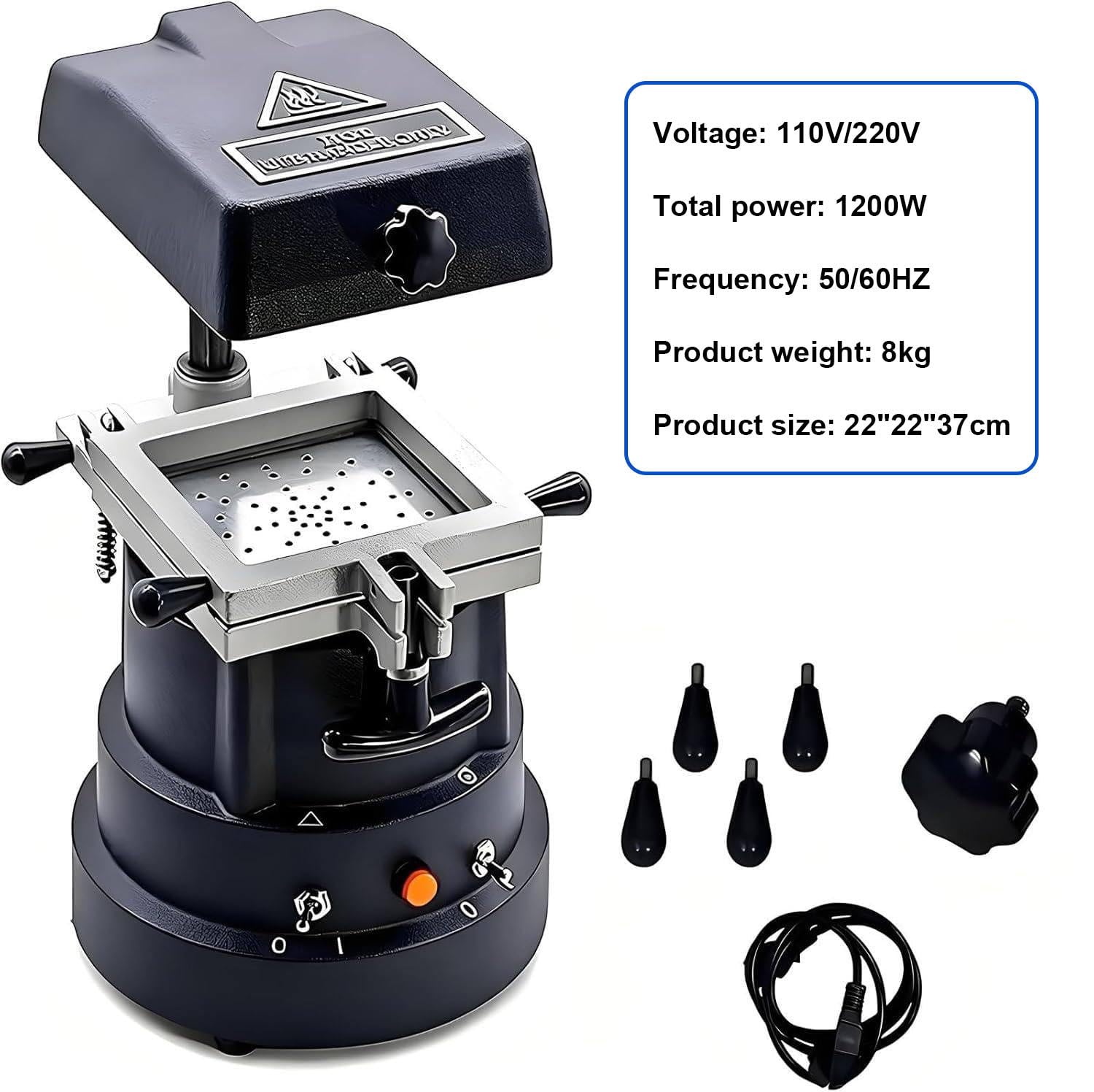Máquina de moldeo al vacío automática de 1200 W, para odontología, para fabricar láminas de retención y láminas termoformadas para ortodoncia.