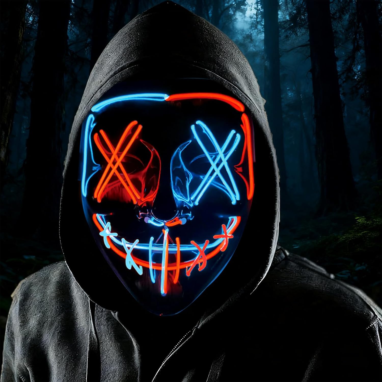 Halloween Led Light Up Mask Scary Masks 3 Modes Glow in The Dark Mask Party Dress Up Accessories