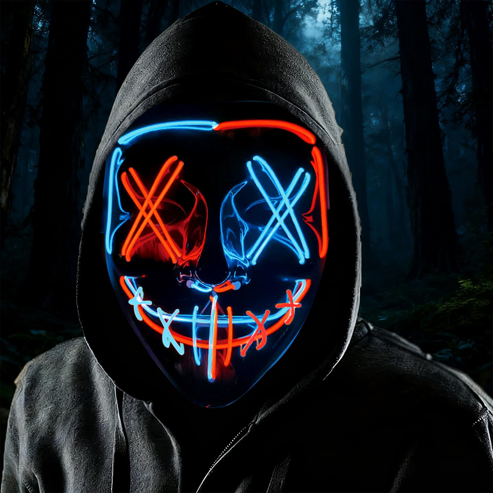 Halloween Led Light Up Mask Scary Masks 3 Modes Glow in The Dark Mask Party Dress Up Accessories