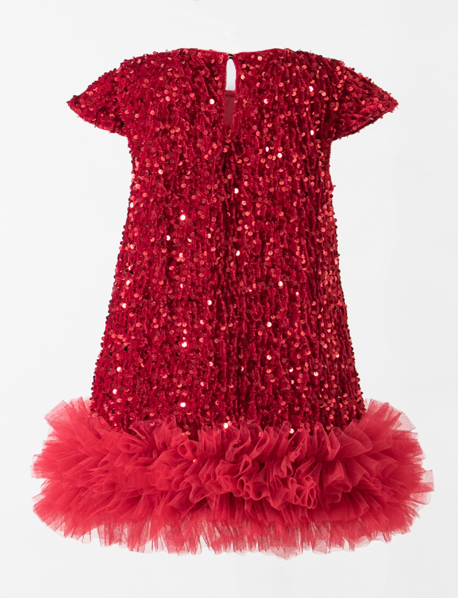 Happy Cherry Vestito con paillettes per bambine a trapezio senza maniche scintillante abito da festa con bordo in pelliccia sintetica
