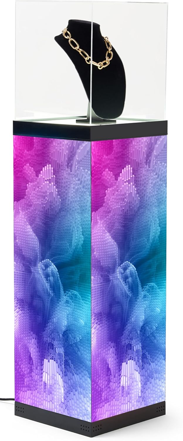 Displays2go Digital Pedestal Display Case with 34" LED Screens & Illuminated Surface – NovaStar Media Player (DD031GVB)