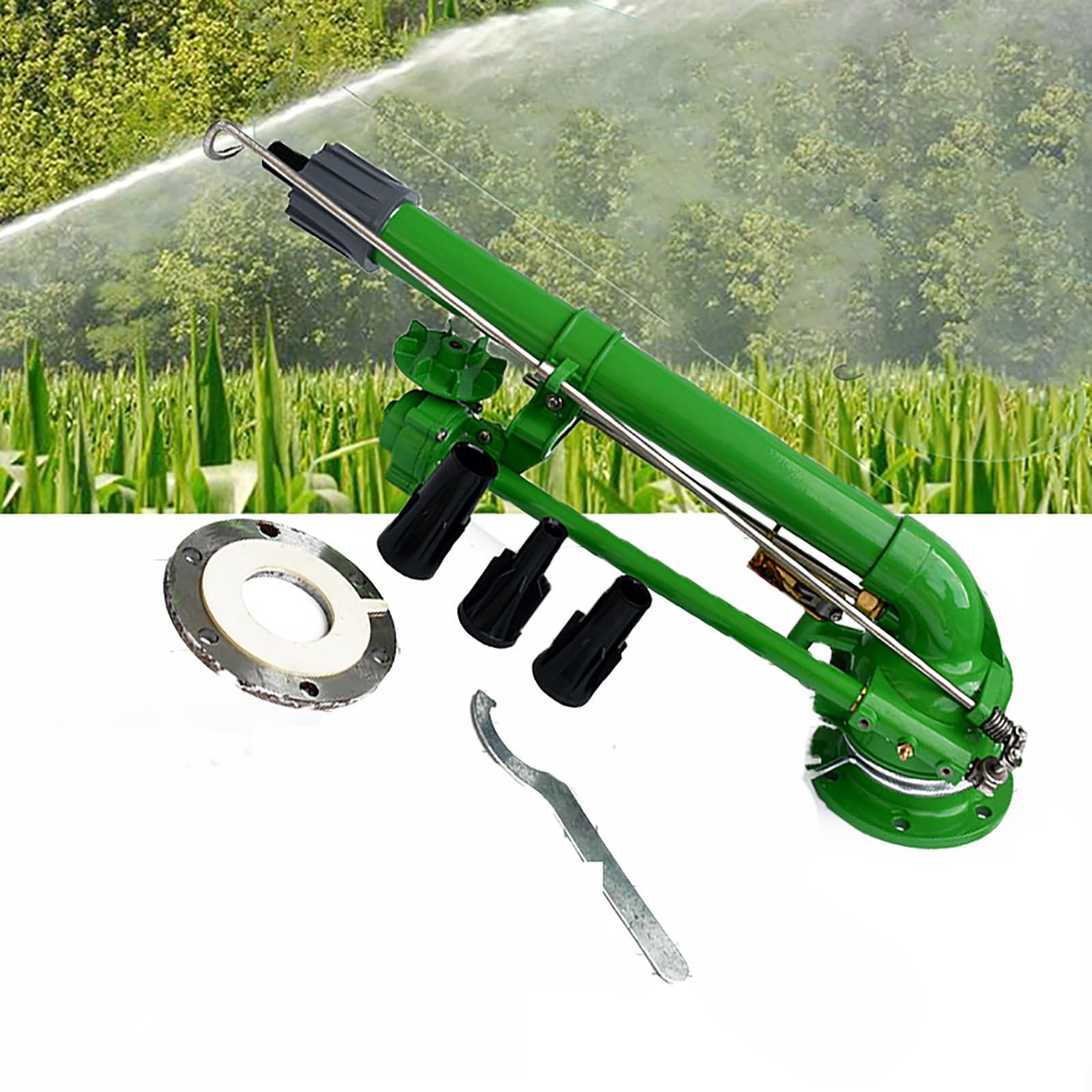 Rolnictwo gospodarstwo rolne zraszacze nawadniające 5 cm pistolet natryskowy do nawadniania gospodarstwa 360° regulowany pistolet udarowy zraszacz z 3 dyszami do nawadniania trawnika ogrodowego