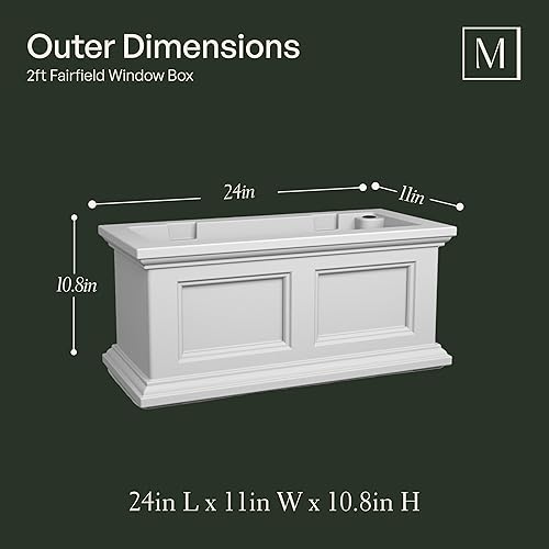 Miniatura 6 de Mayne Fairfield - Maceta con ventana de 2 pies, con riego automático, resistente a la intemperie para flores, diseño duradero para uso en