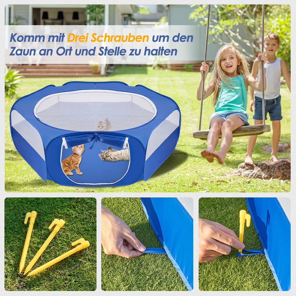 Nasjac Kleintier Laufstall - Wasserdichter und Faltbarer Welpen Freigehege, Atmungsaktives Hofzaun für Hasen Hühner Katzen Welpen Kaninchen Hamster Geeignet für Den Innen und Außenbereich.