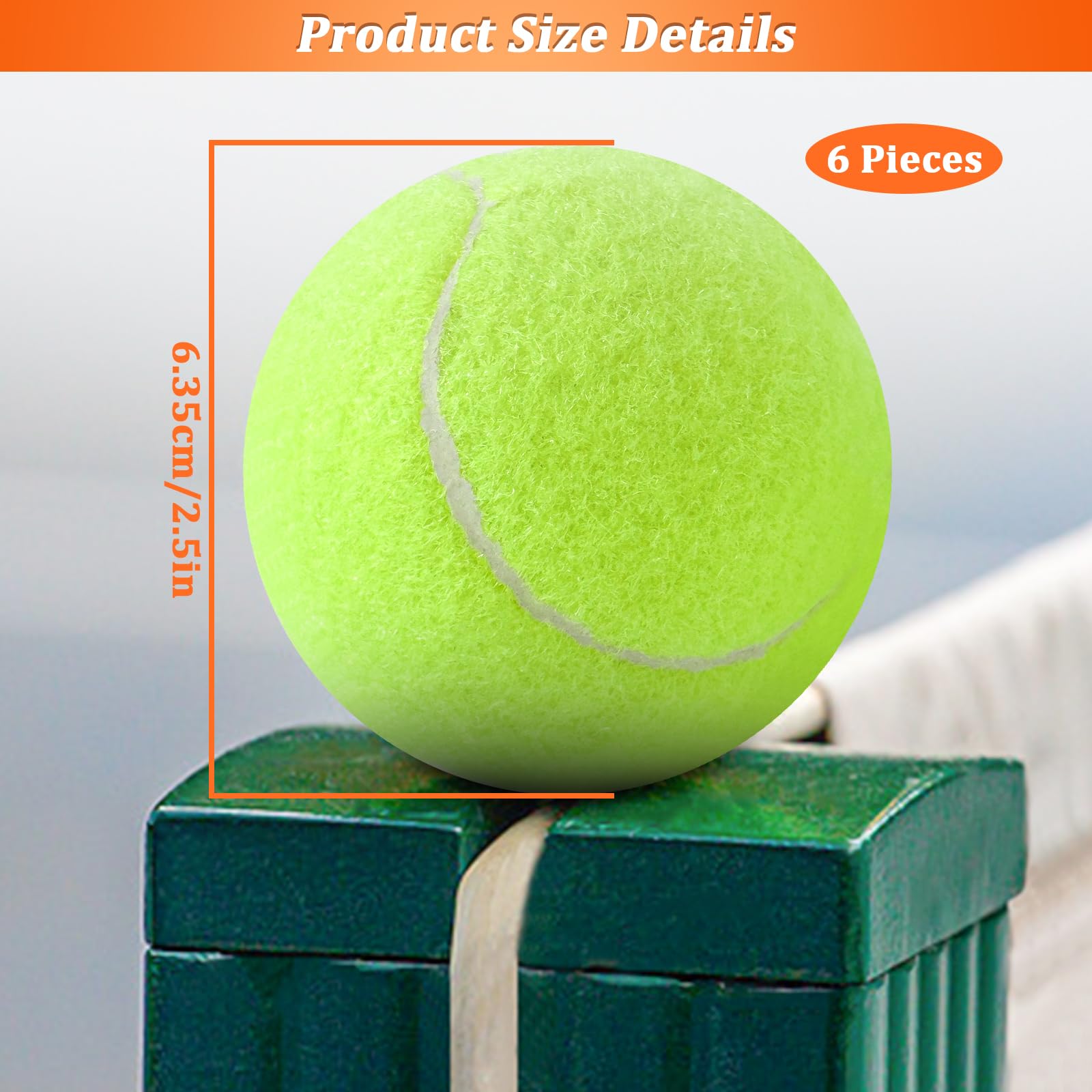 Lot de 6 balles de tennis d'entraînement élastiques résistantes et rapides pour intérieur extérieur