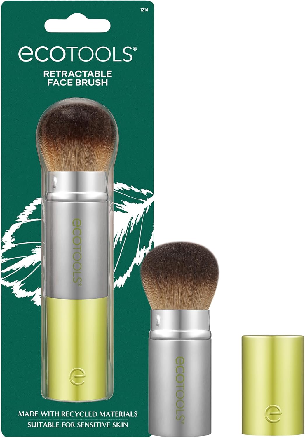 EcoTools, Retractable Face Brush, Brocha Retráctil para Maquillaje, Cerdas Suaves, Aplicación de