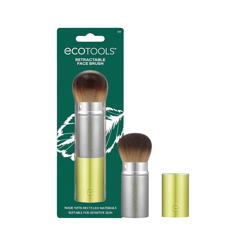 EcoTools Pincel Kabuki Retrátil para Maquiagem, com Tampa, 1 unidade