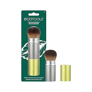 EcoTools Retractable Face Makeup Brush, Kabuki Brush for Foundation, Blush, Bronzer, Powder, Travel Friendly & Perfect for On The Go, Eco Friendly, Synthetic & Cruelty Free Bristles, 1 Count